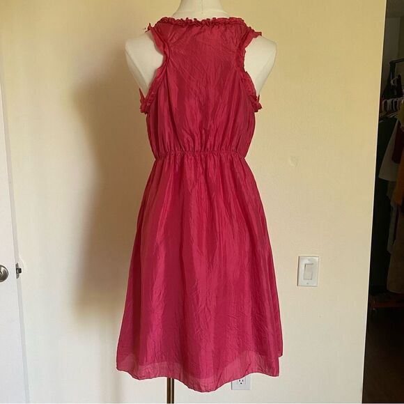 Calypso St Barth Silk Raspberry Pink Sleeveless Mini Dress Crinkle Ribbon Size S - Picture 6 of 13